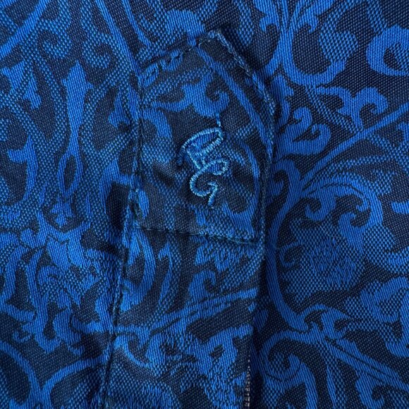 Men's 5XL Robert Graham BLUE Luther Tonal Long Sleeved Sport Shirt - Picture 10 of 15